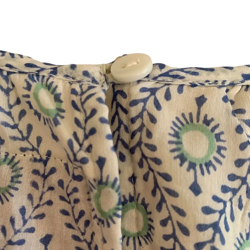 Boho Mini Dress Blue Green Print Sz M - Picture 10 of 11